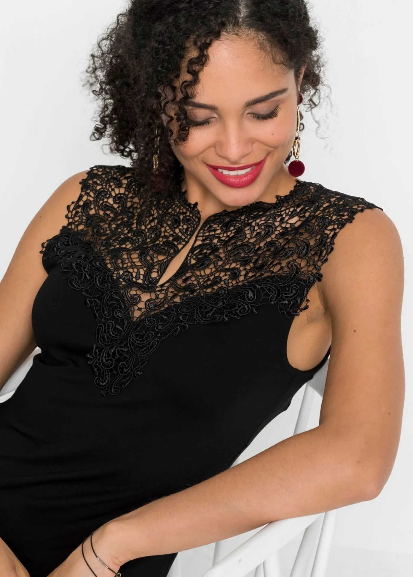 bonprix bonprix Top de mezcla de viscosa fluida Negro Discount