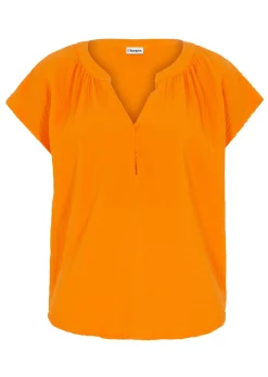bonprix bonprix Top de muselina de algodón puro Naranja calabaza Online
