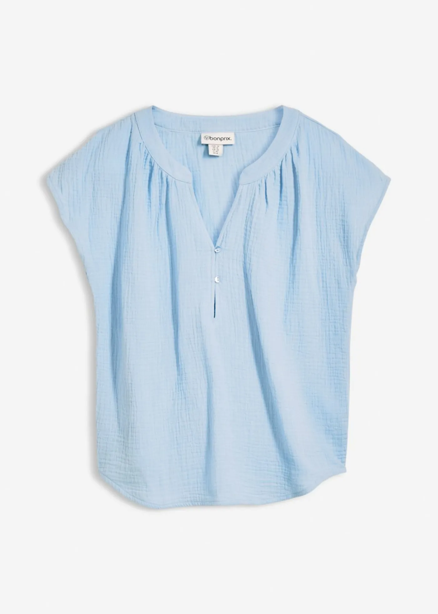 bonprix bonprix Top de muselina de algodón puro Azul claro Best