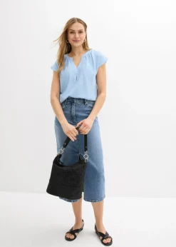 bonprix bonprix Top de muselina de algodón puro Azul claro Best