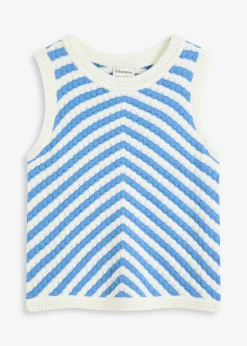 bonprix bonprix Top de punto azul provenzal-blanco lana Outlet