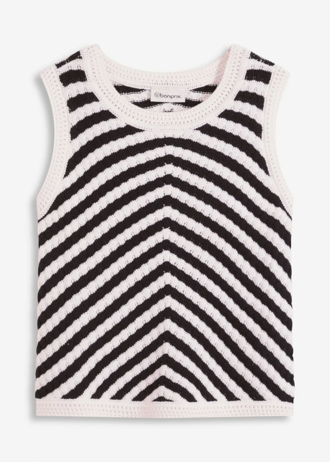 bonprix bonprix Top de punto Negro-blanco lana Outlet