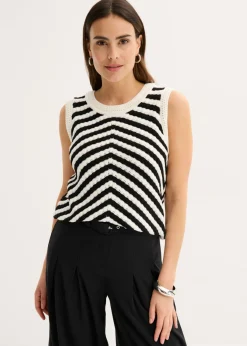 bonprix bonprix Top de punto Negro-blanco lana Outlet