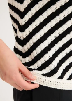 bonprix bonprix Top de punto Negro-blanco lana Outlet