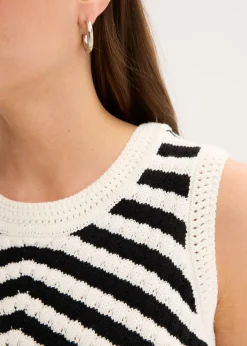 bonprix bonprix Top de punto Negro-blanco lana Outlet