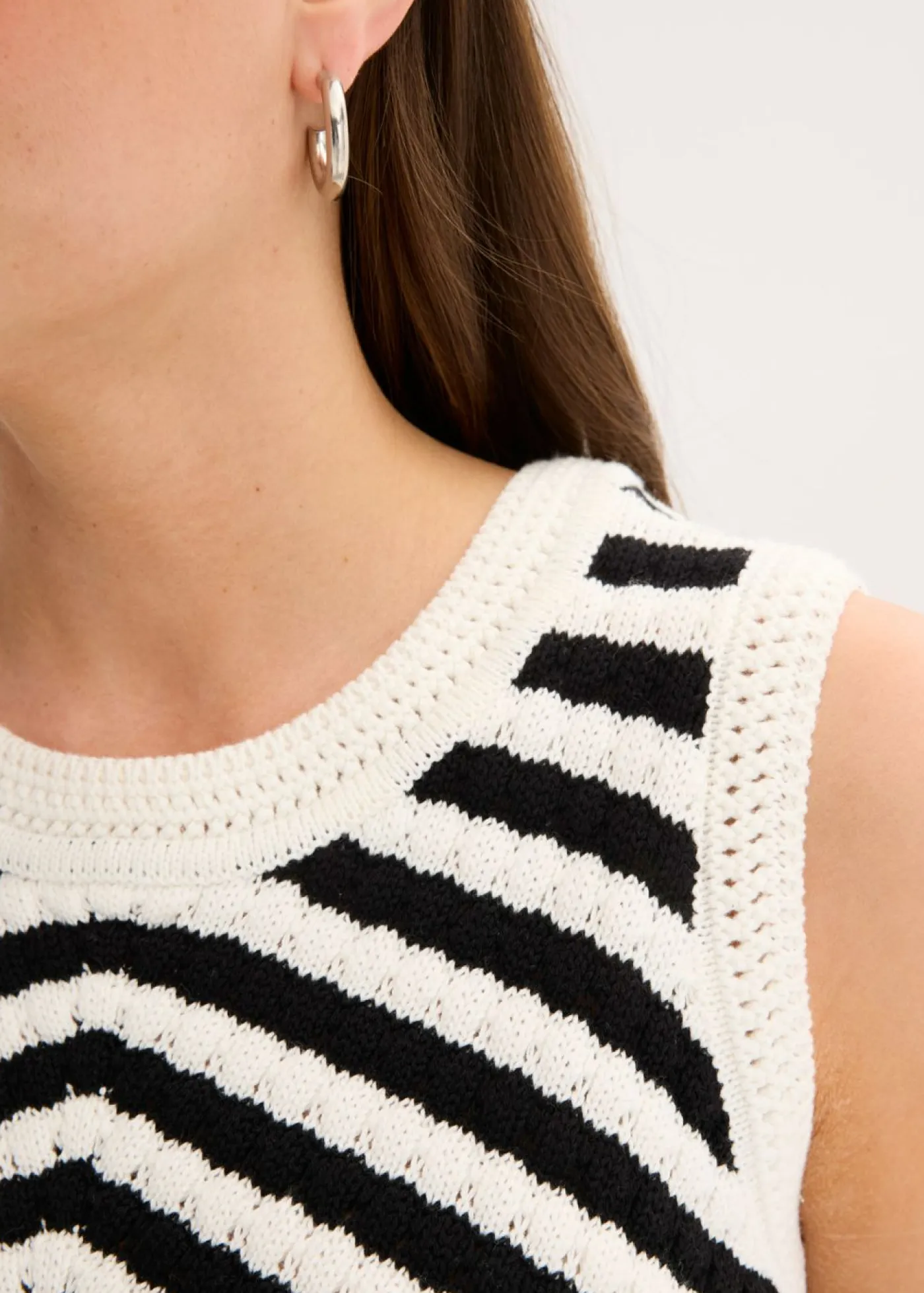 bonprix bonprix Top de punto Negro-blanco lana Outlet