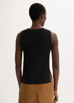 bonprix bonprix Top de punto ajour con fibras metalizadas negro-pizarra New