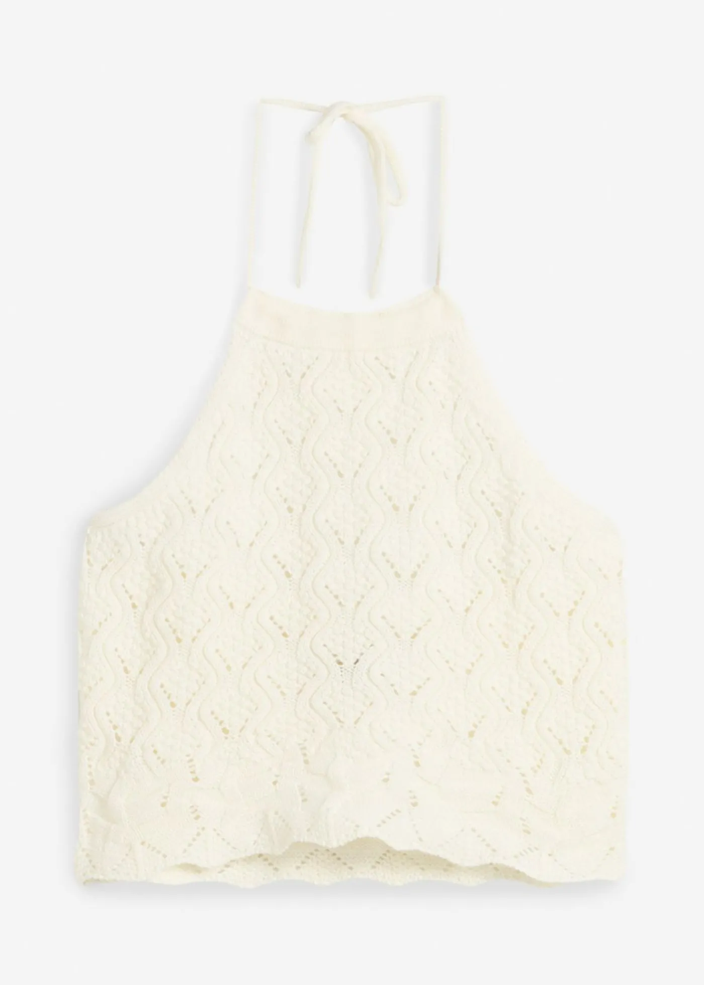 bonprix bonprix Top de punto anudado al cuello Blanco lana Sale