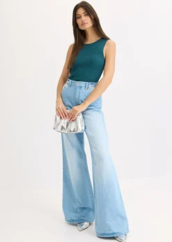 bonprix bonprix Top de punto con cinta brillante verde pimiento Outlet
