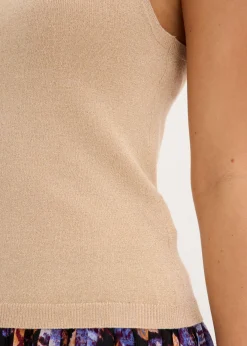 bonprix bonprix Top de punto con efecto metalizado beige mate-oro Clearance