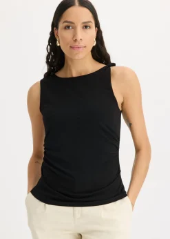 bonprix bonprix Top de punto con nudo Negro Online