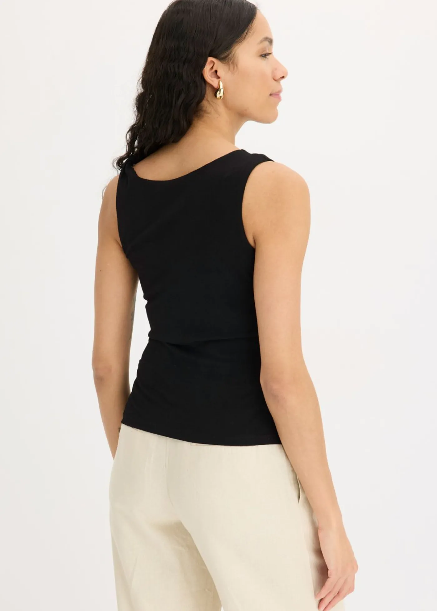 bonprix bonprix Top de punto con nudo Negro Online
