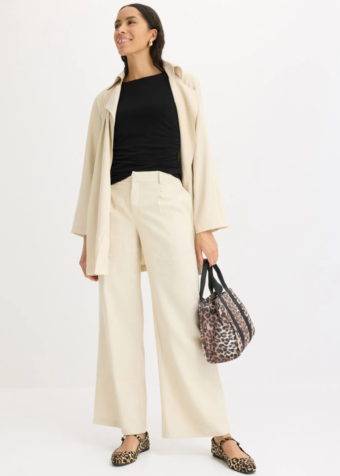 bonprix bonprix Top de punto con nudo Negro Online