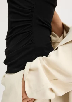 bonprix bonprix Top de punto con nudo Negro Online