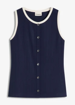 bonprix bonprix Top de punto con panel en contraste azul marino-beige natural Sale