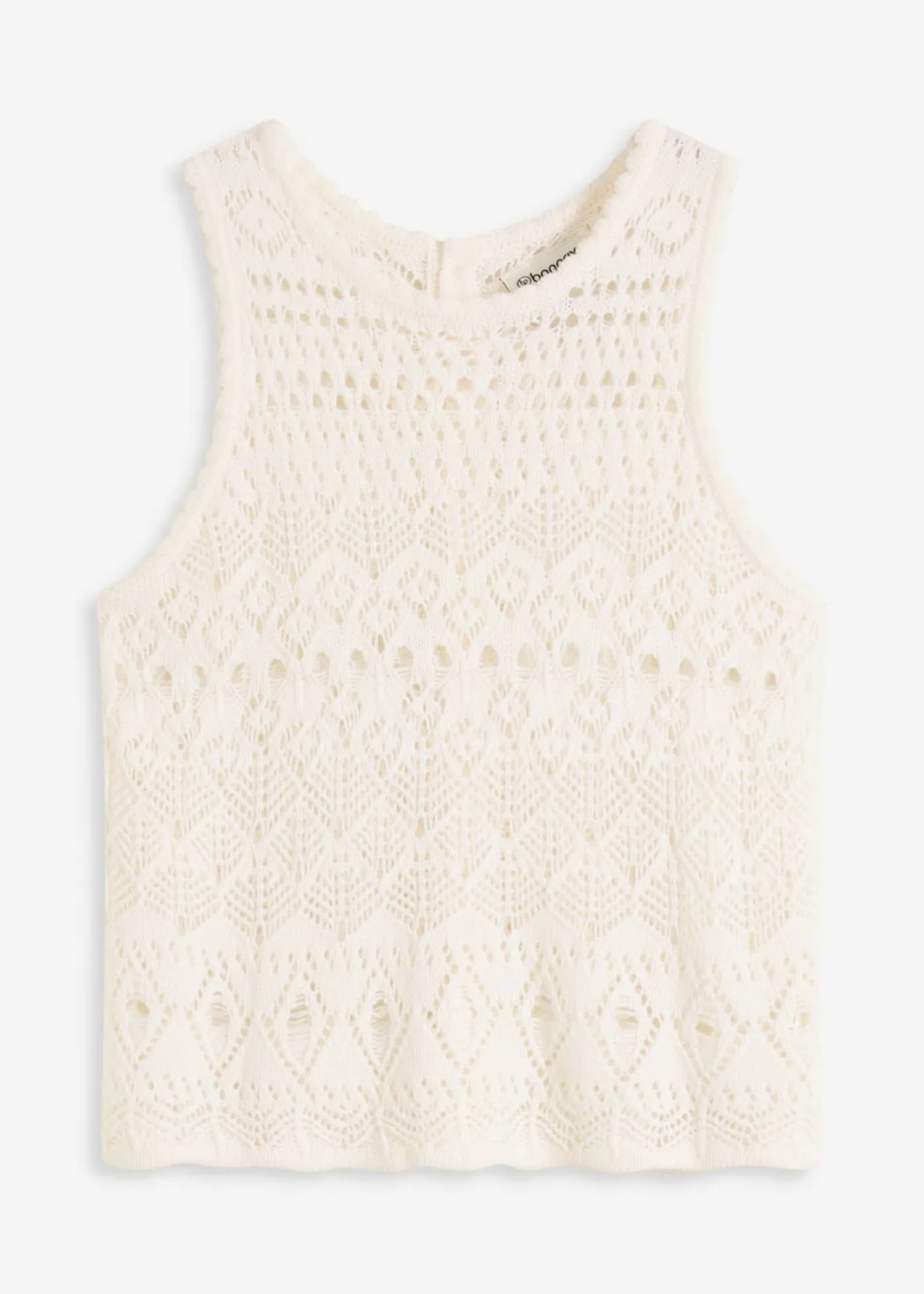 bonprix bonprix Top de punto con patrón de punto calado Blanco lana Clearance