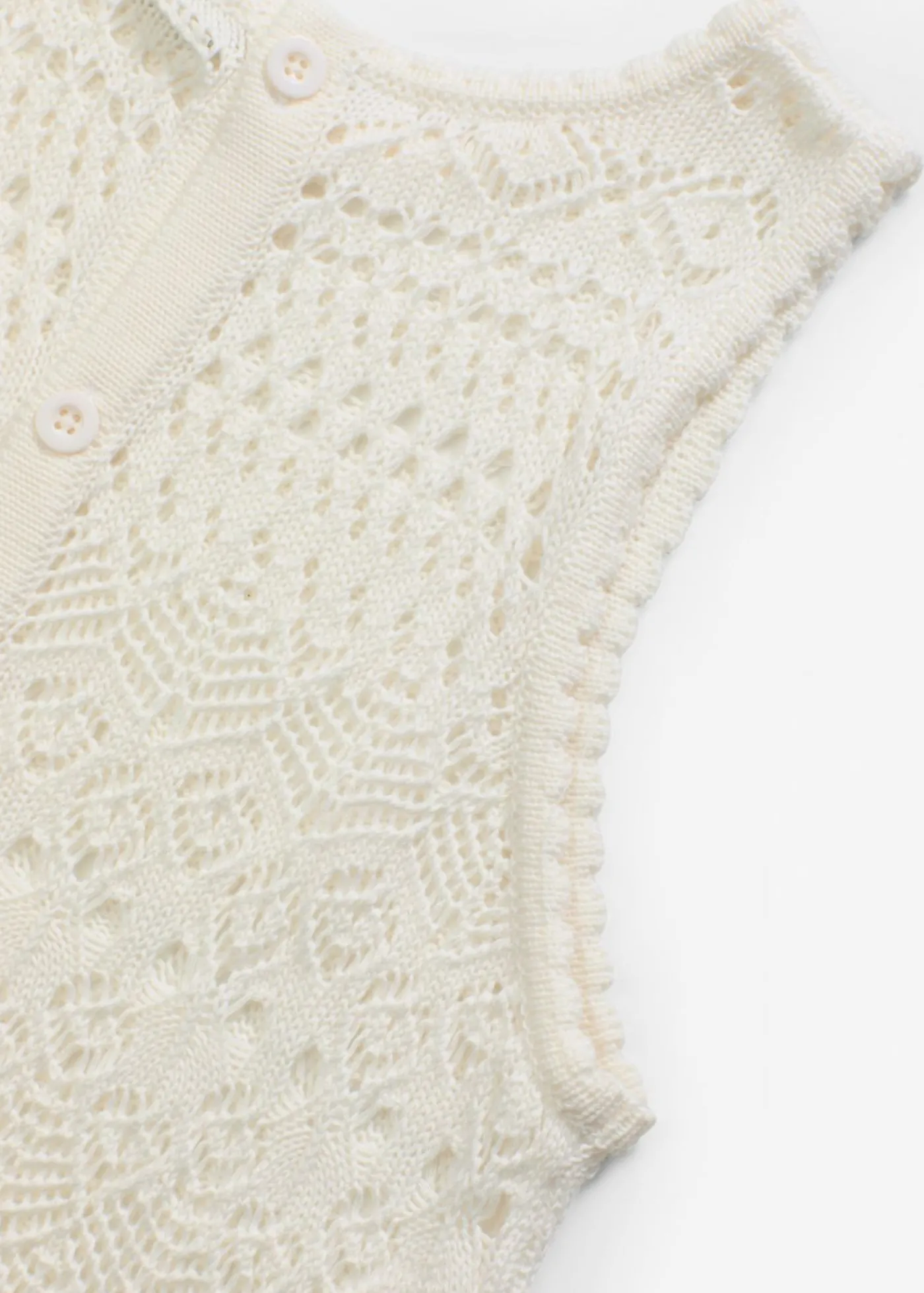 bonprix bonprix Top de punto con patrón de punto calado Blanco lana Clearance