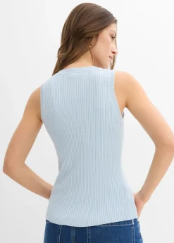 bonprix bonprix Top de punto con viscosa azul pálido New