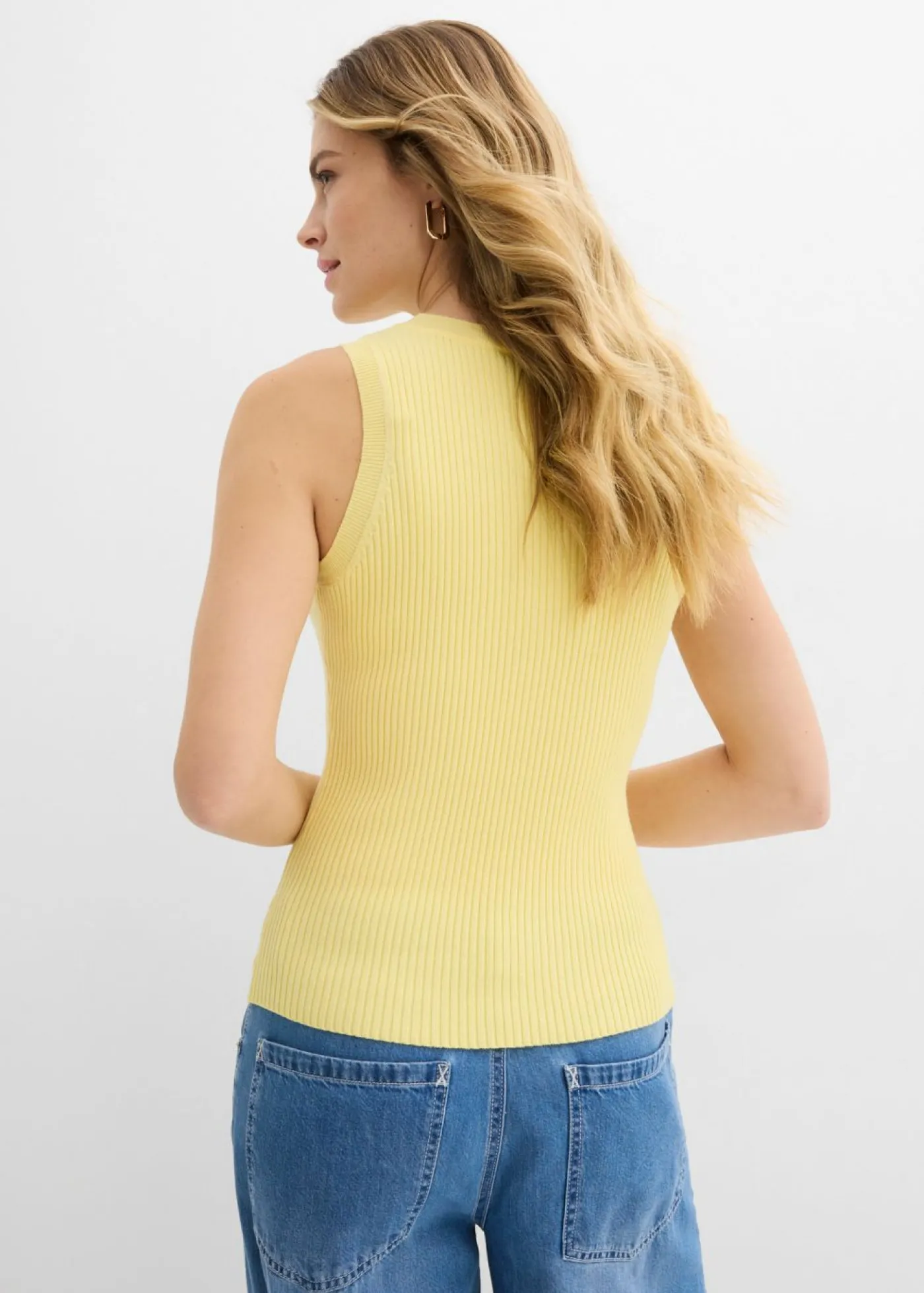 bonprix bonprix Top de punto con viscosa Amarillo claro Hot
