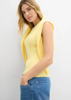 bonprix bonprix Top de punto con viscosa Amarillo claro Hot