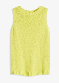 bonprix bonprix Top de punto de algodón con textura nudosa Amarillo cítrico New
