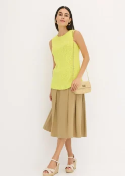 bonprix bonprix Top de punto de algodón con textura nudosa Amarillo cítrico New
