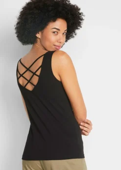 bonprix bonprix Top de punto de algodón orgánico puro Negro Hot