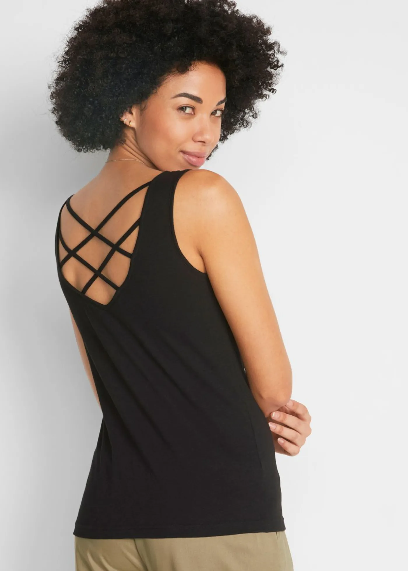 bonprix bonprix Top de punto de algodón orgánico puro Negro Hot