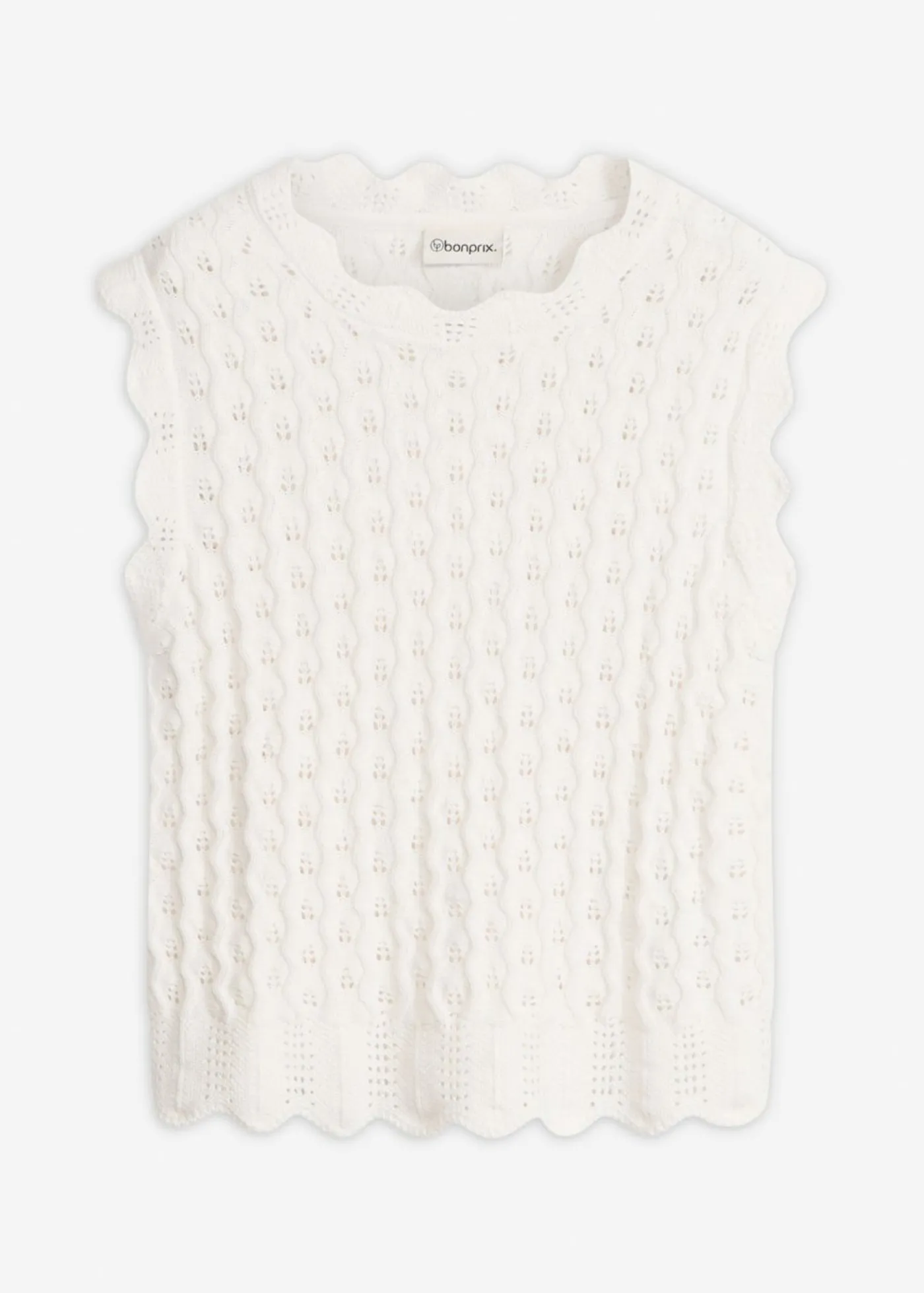 bonprix bonprix Top de punto de algodón puro Blanco lana Outlet