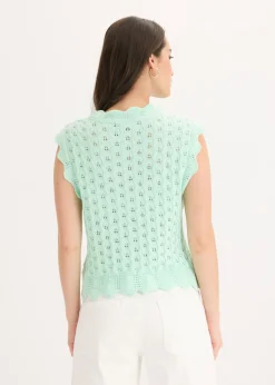 bonprix bonprix Top de punto de algodón puro Menta claro Discount