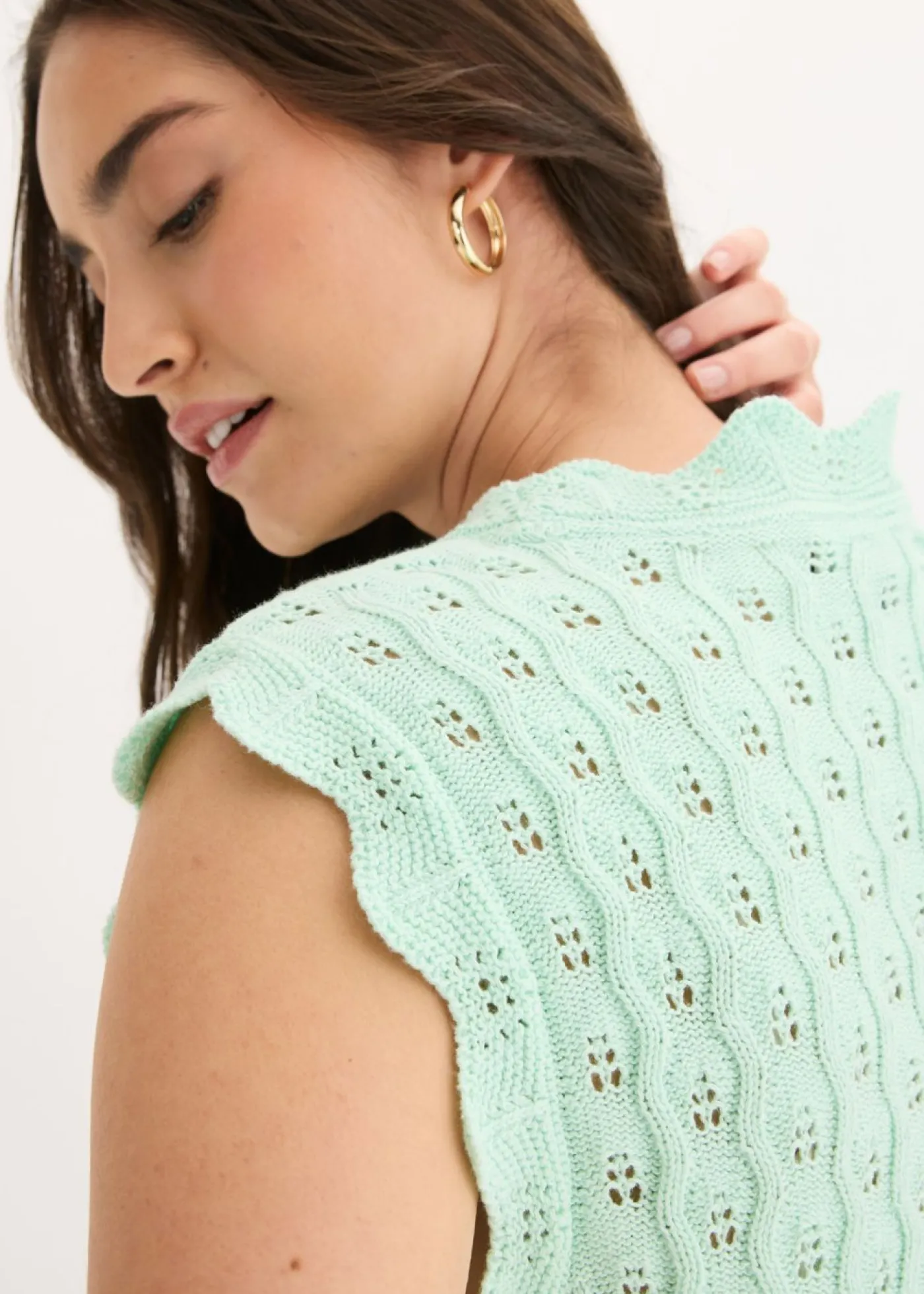 bonprix bonprix Top de punto de algodón puro Menta claro Discount