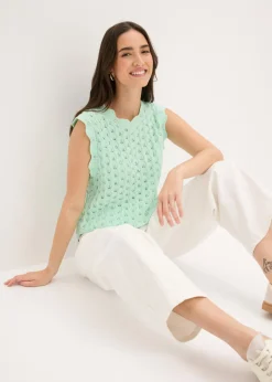 bonprix bonprix Top de punto de algodón puro Menta claro Discount