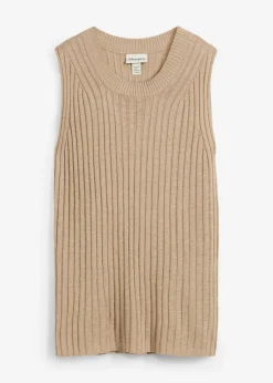 bonprix bonprix Top de punto de mezcla de viscosa beige-kaki Outlet