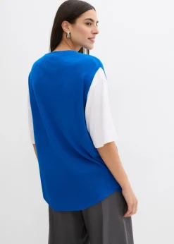 bonprix bonprix Top de punto de viscosa fina con forma abullonada Azur Online