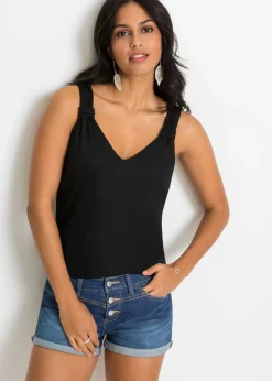 bonprix bonprix Top de punto de viscosa pura Negro Hot