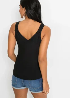 bonprix bonprix Top de punto de viscosa pura Negro Hot