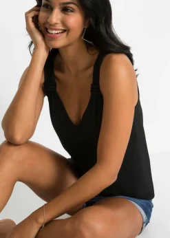 bonprix bonprix Top de punto de viscosa pura Negro Hot