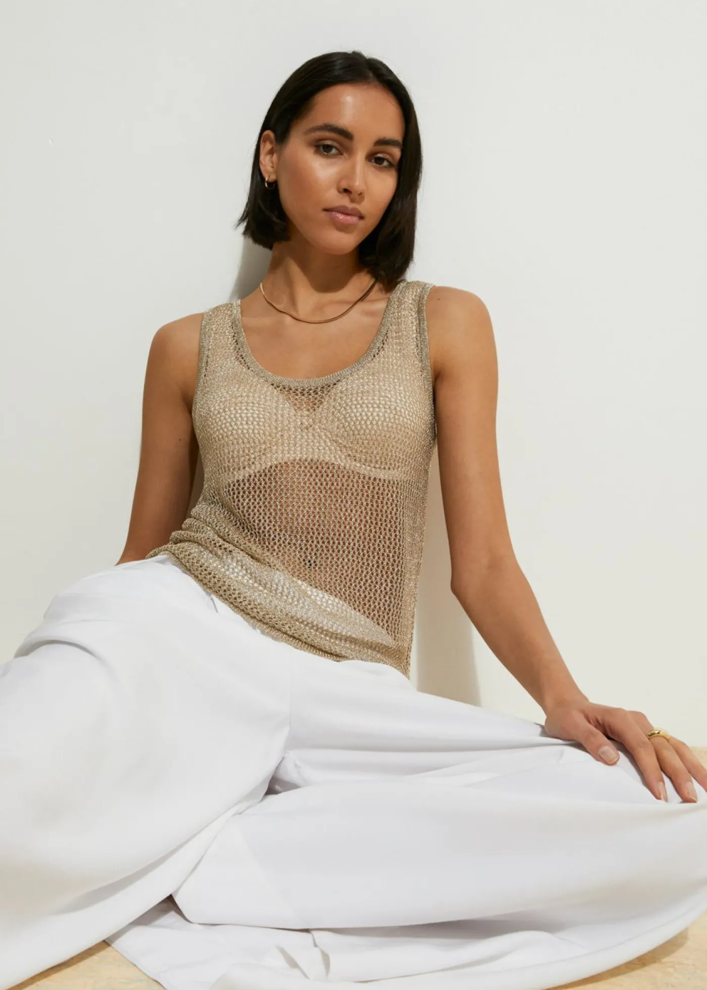bonprix bonprix Top de punto en suave mezcla de viscosa Dorado Discount