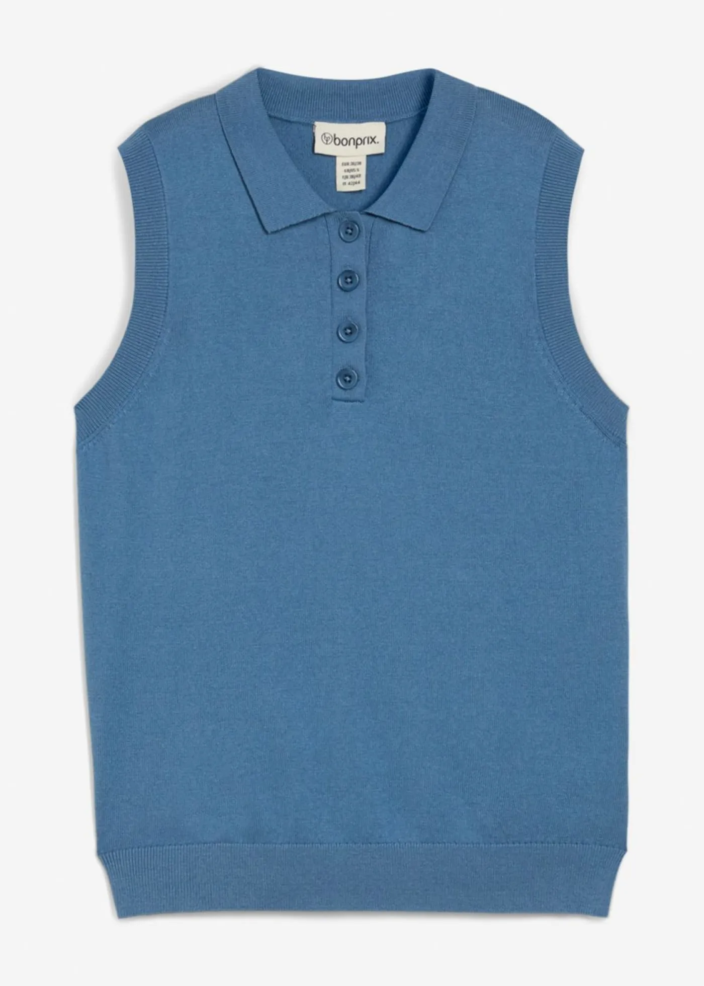 bonprix bonprix Top de punto fino con contenido de seda y cuello tipo polo verde mar New