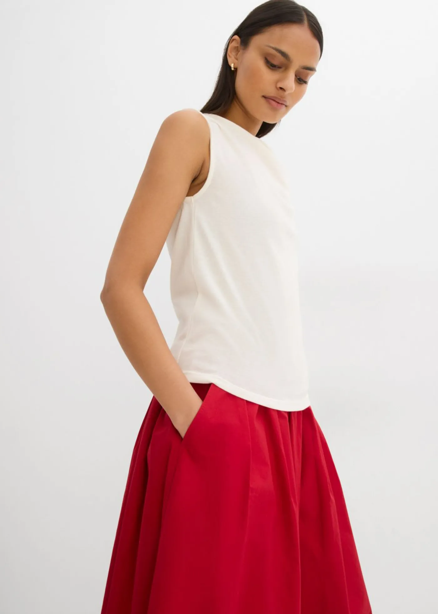 bonprix bonprix Top de punto ligero Blanco lana