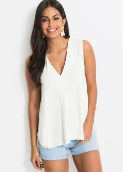 bonprix bonprix Top de suave mezcla de viscosa Blanco lana Discount
