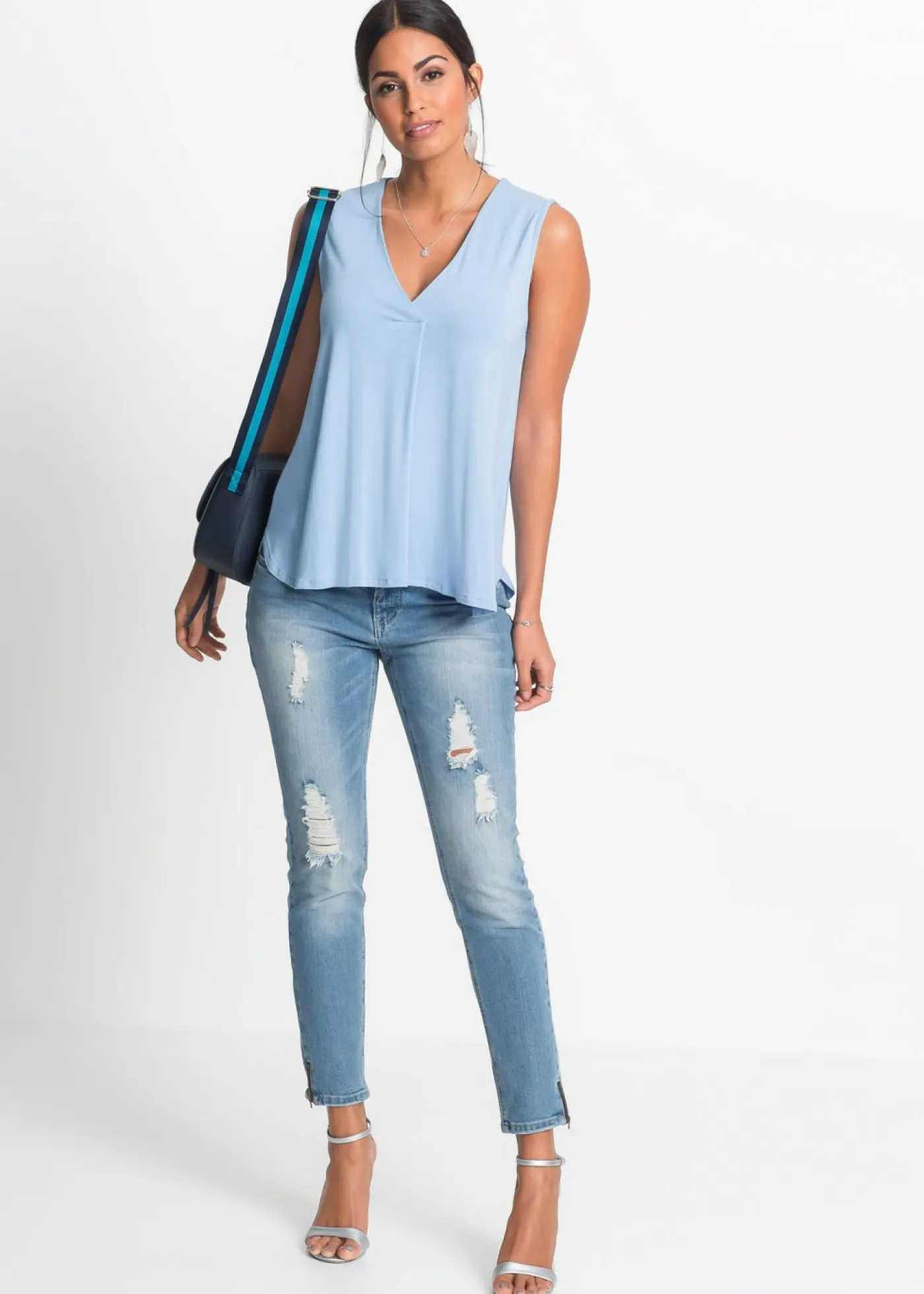 bonprix bonprix Top de suave mezcla de viscosa Azul claro Hot