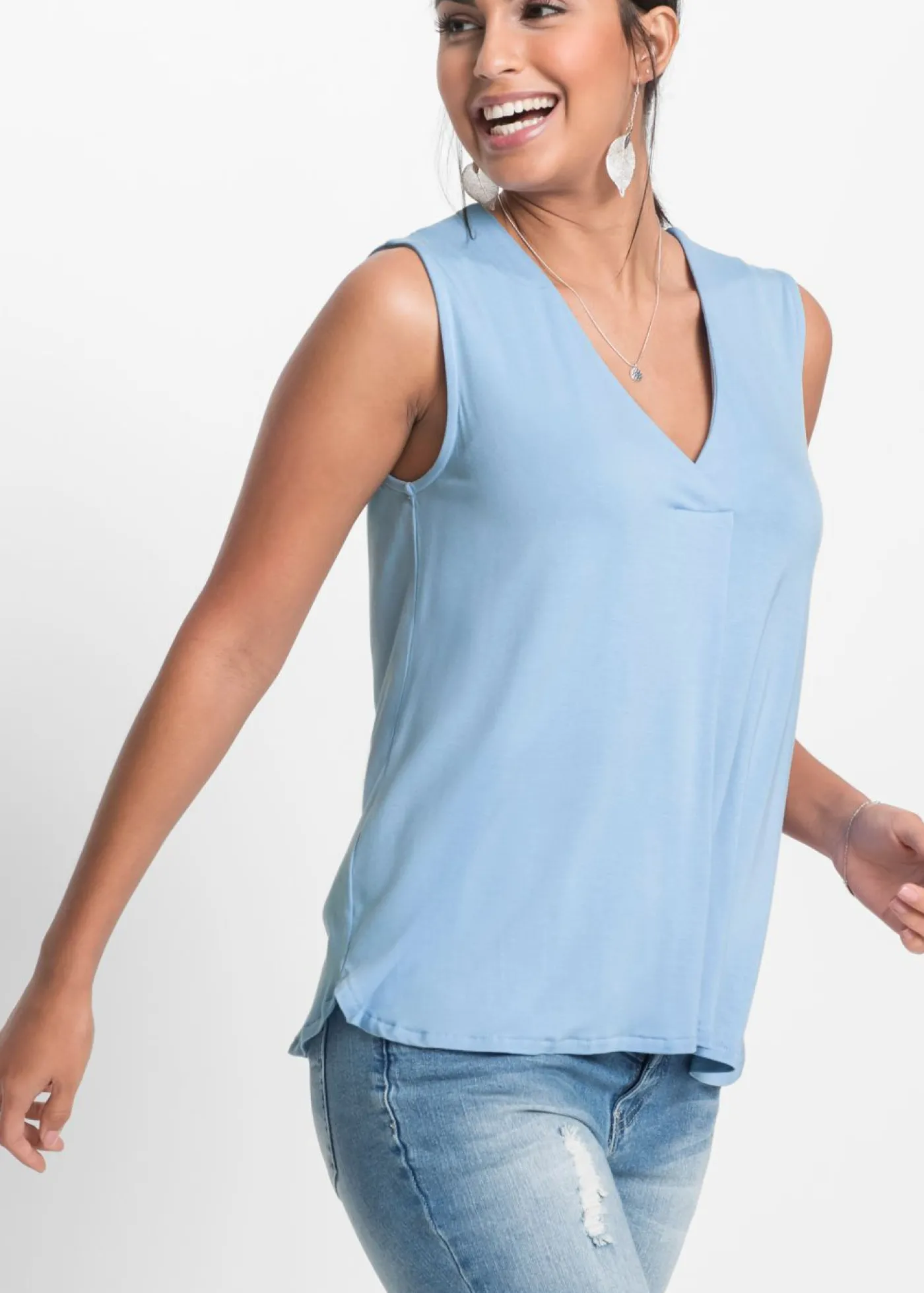 bonprix bonprix Top de suave mezcla de viscosa Azul claro Hot