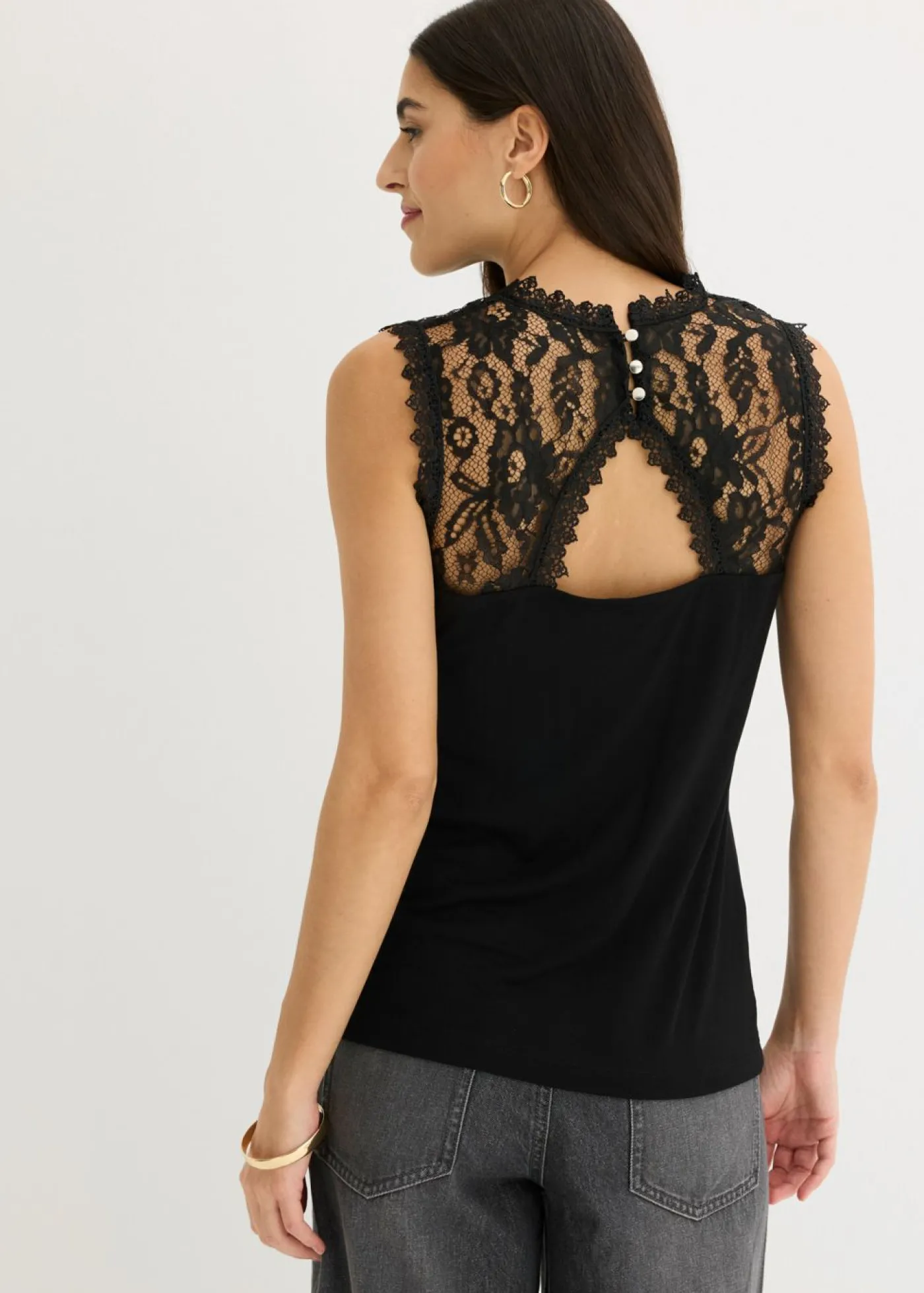 bonprix bonprix Top de suave mezcla de viscosa Negro Clearance