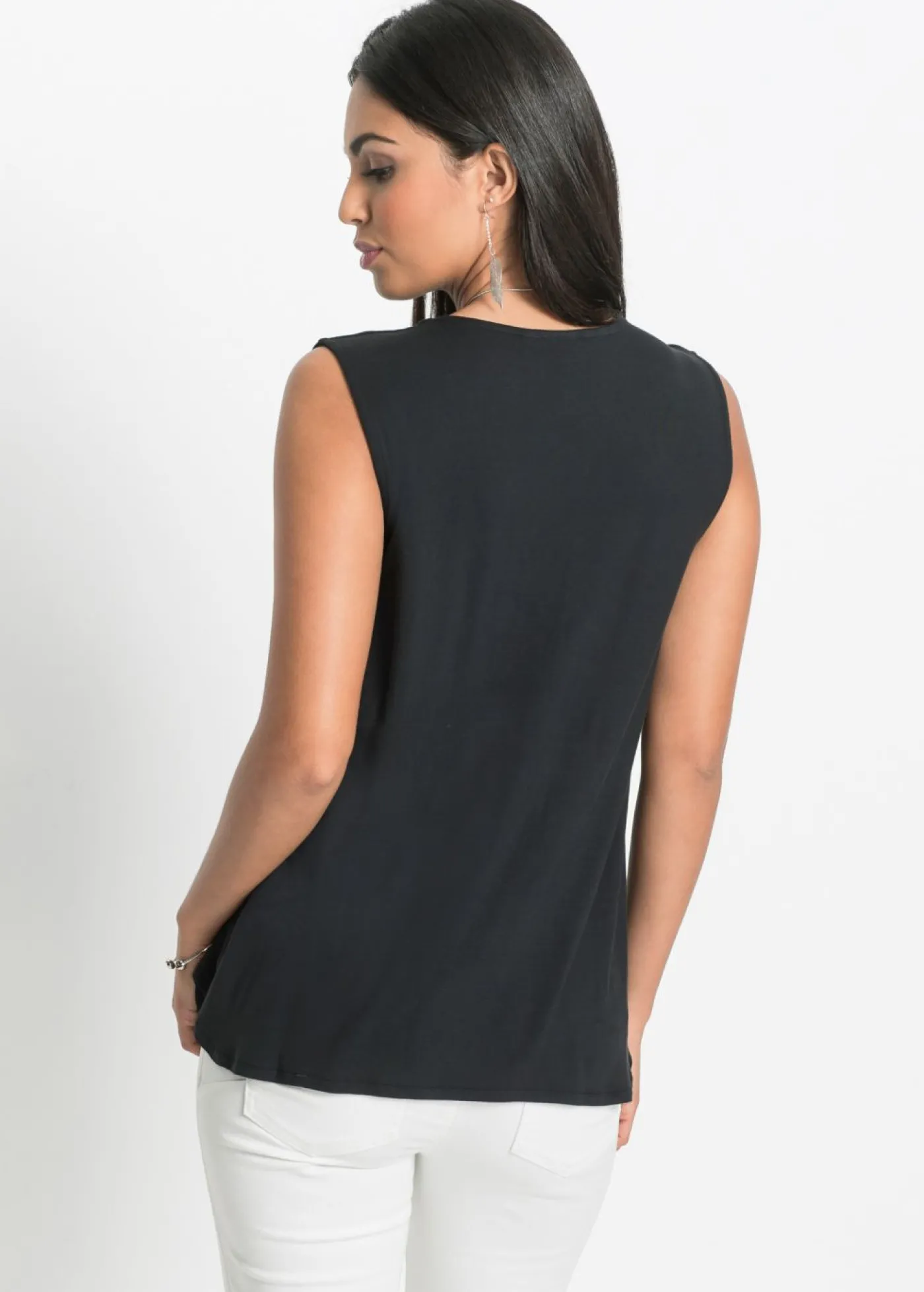 bonprix bonprix Top de suave mezcla de viscosa Negro Online