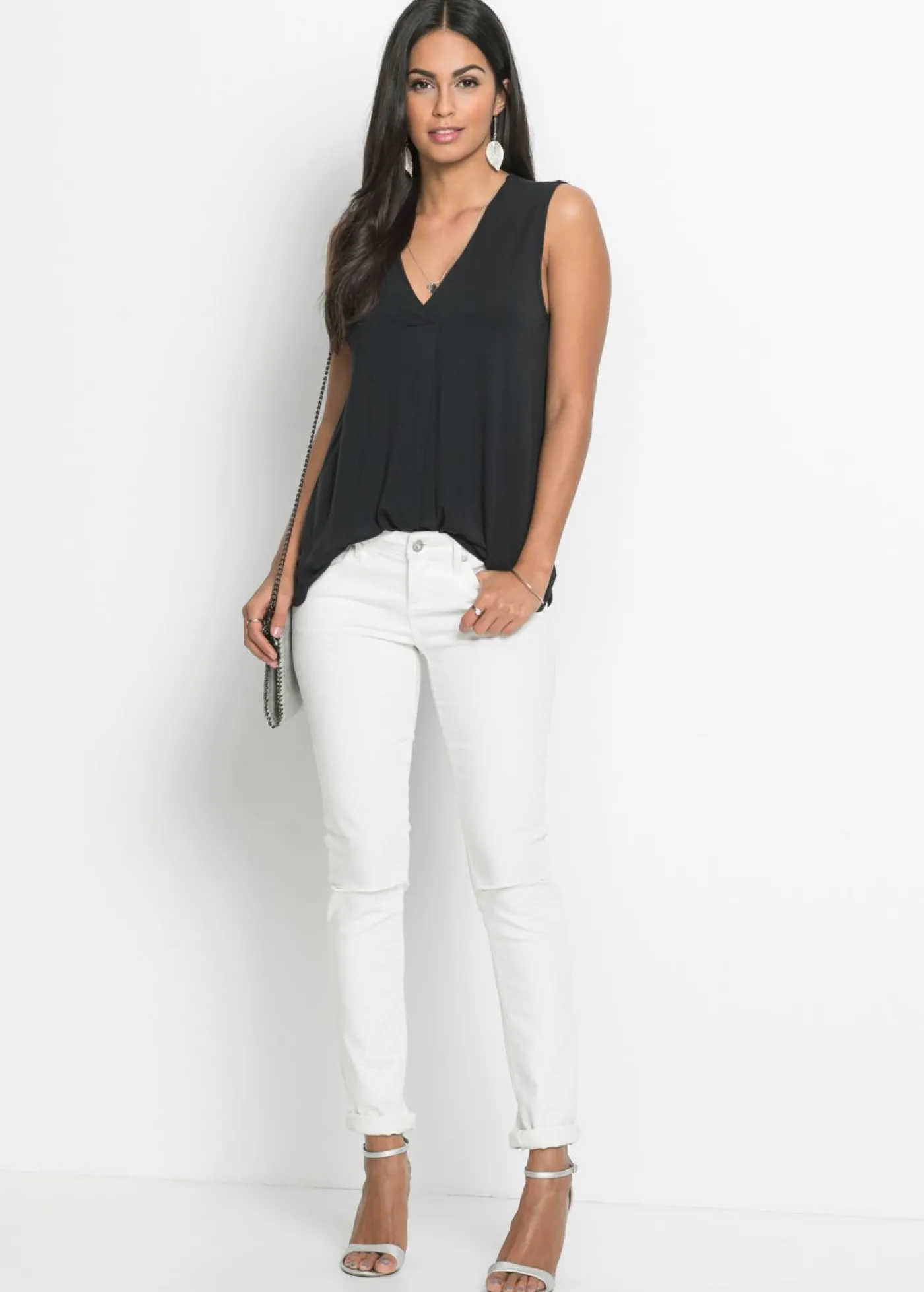 bonprix bonprix Top de suave mezcla de viscosa Negro Online