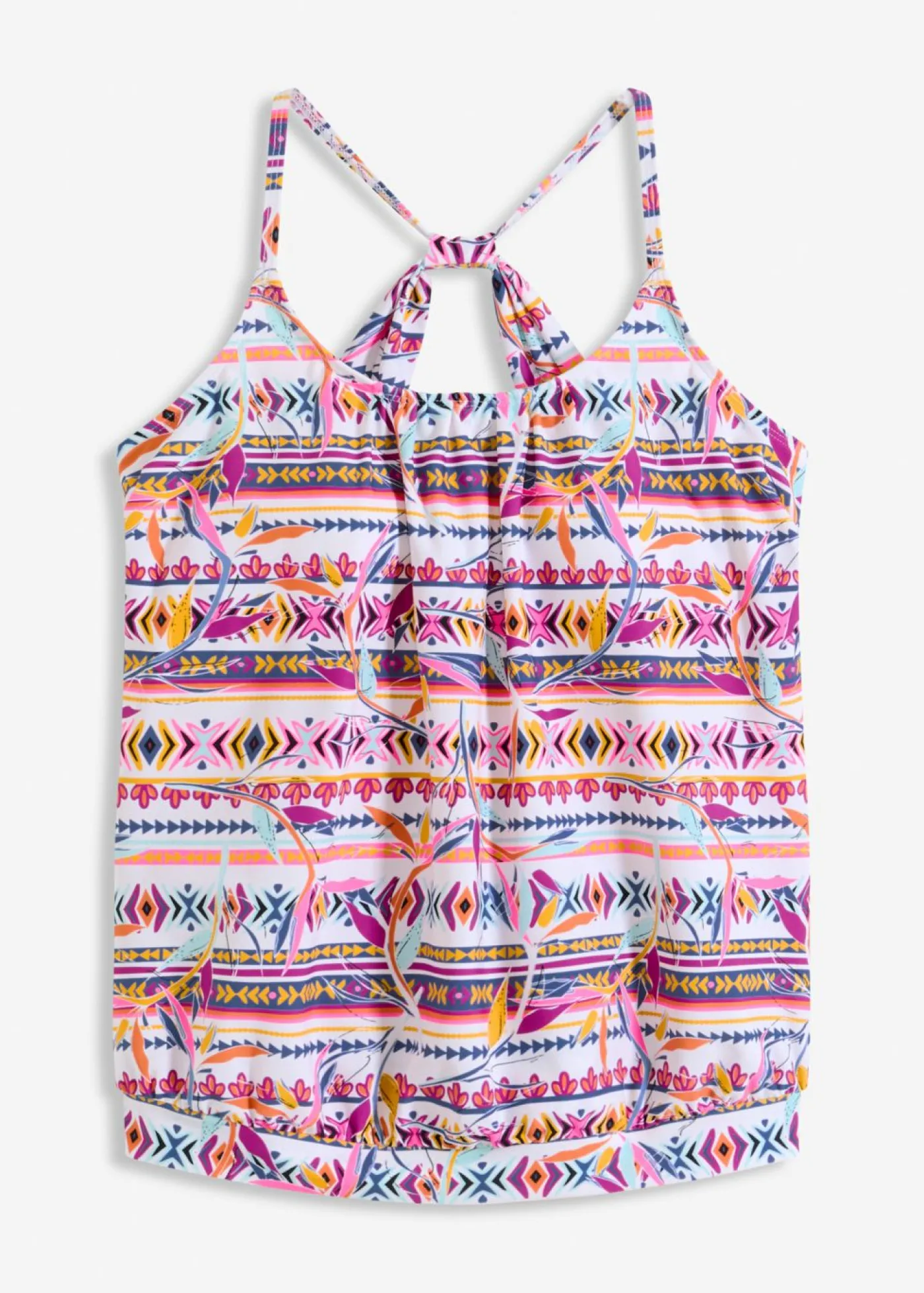 bonprix bonprix Top de tankini oversize blanco-lila con estampado gráfico Best