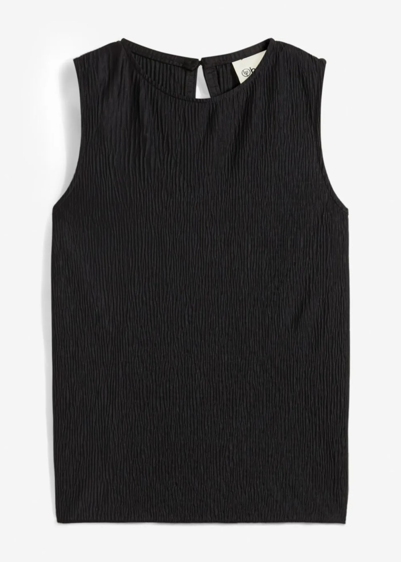 bonprix bonprix Top de tejido arrugado estructurado Negro Discount
