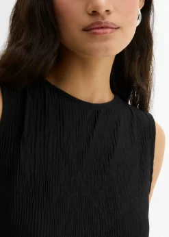 bonprix bonprix Top de tejido arrugado estructurado Negro Discount