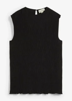 bonprix bonprix Top de tejido arrugado estructurado Negro New